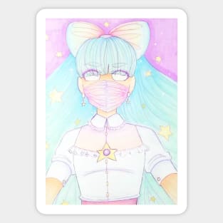 Pastel Girl and Stars Sticker